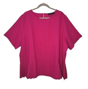 Eloquii Magenta Pleated Keyhole Blouse Plus Size 22